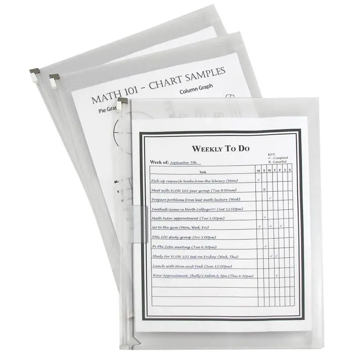Markdown C-Line Zip 'N Go Reusable Envelope, 2 Pocket, Assorted Colors, Pack of 3